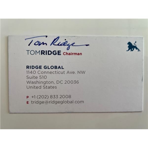 Former United States Secretary of Homeland Security Tom Ridge signed business card
