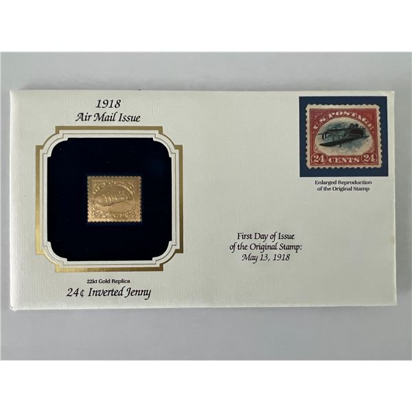 1918 24 cent Inverted Jenny 22kt gold stamped FDC
