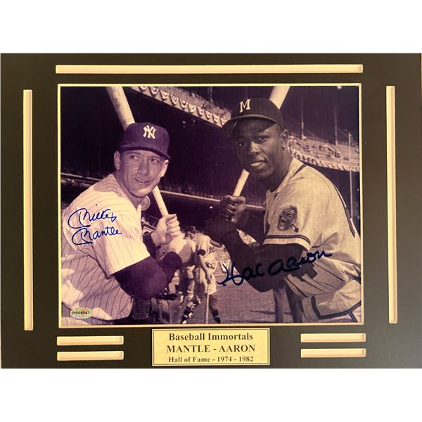 Hank Aaron and Mickey Mantle signed photo