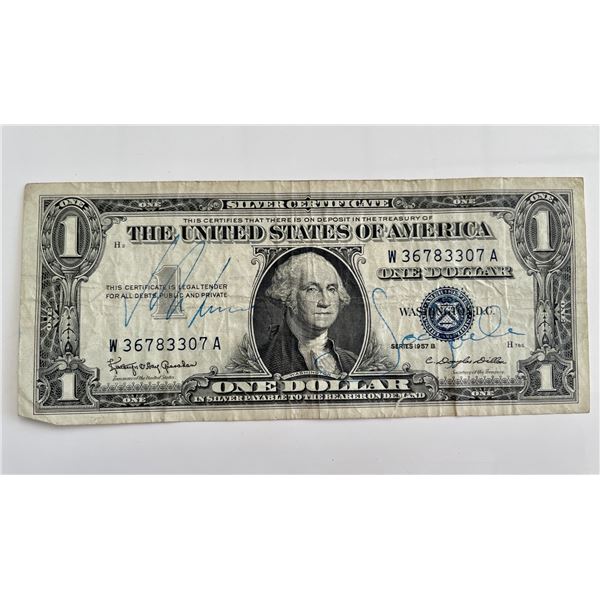 John F Kennedy/ Jacquline Kennedy signed dollar bill