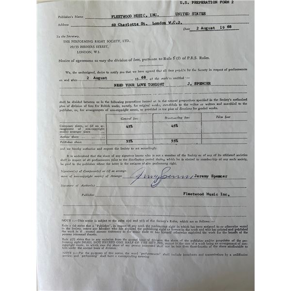 Fleetwood Mac original member Jeremy Spencer signed contract