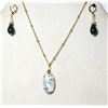 34)  NATURAL OVAL GREEN TREE AGATE PENDANT ON