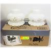 Image 1 : BOX OF 2 MID-CENTURY "MILK GLASS" LAMP SHADES