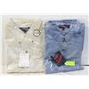Image 1 : 2 NEW MEN'S SHIRTS- 1 DENIM 1 NATURAL SIZE 2XL