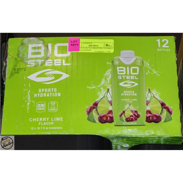 NEW 12 X 16.7 OZ BIOSTEEL CHERRY LIME FLAVOUR