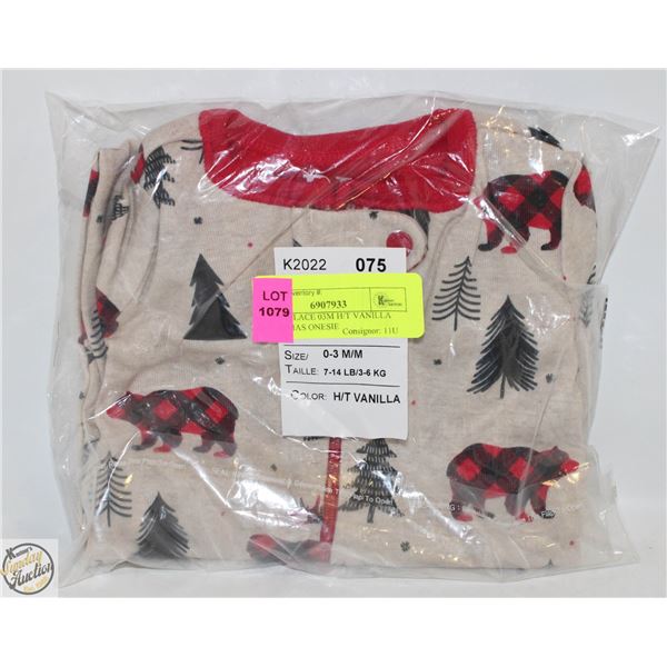 NEW PJ PLACE 03M H/T VANILLA CHRISTMAS ONESIE