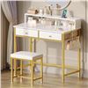 Image 1 : NEW ASSEMBLED SEVENTABLE VANITY DESK WHITE & GOLD