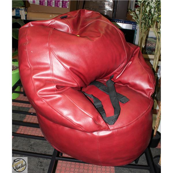 RED BEAN-BAG CHAIR THICK GENUINE LEATHER