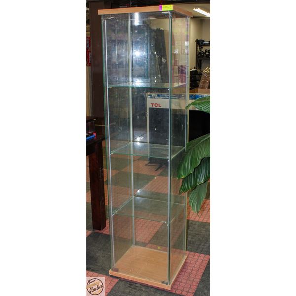 3 TIER GLASS DOOR IKEA STYLE DISPLAY CABINET