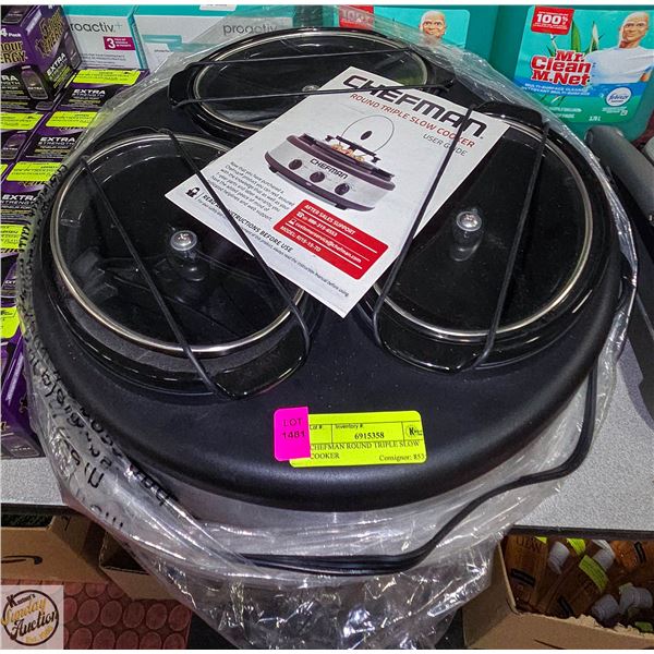 CHEFMAN ROUND TRIPLE SLOW COOKER
