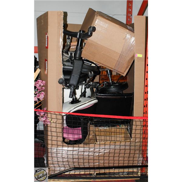 PALLET OF NAIL SALON CHAIRS AND POLISHES
