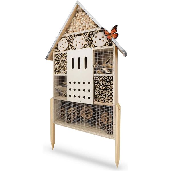 NEW INSECT HOTEL XL BEE HOTEL WITH STAND AND METAL