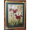 GREEN FRAMED 33" X 44" PICTURE OF FLOWERS