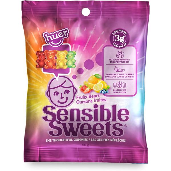 NEW HUER SENSIBLE SWEETS FRUITY BEARS 12X 50G BAGS