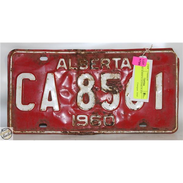 1960 ALBERTA LICENSE PLATE