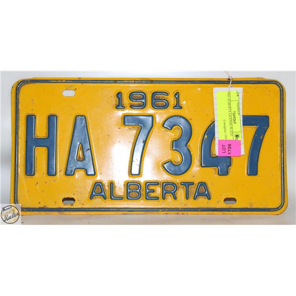 1961 ALBERTA LICENSE PLATE