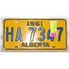 1961 ALBERTA LICENSE PLATE