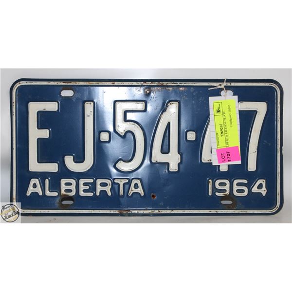 1964 ALBERTA LICENSE PLATE