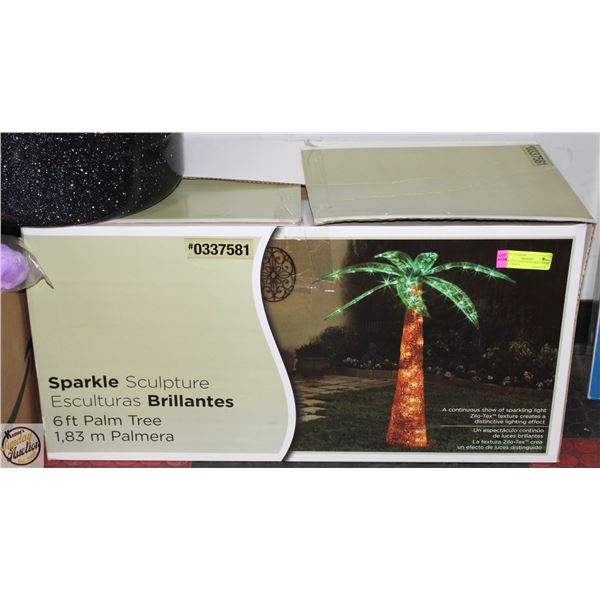 NEW 6 FT LIGHT UP SPARKLE PALM TREE IN BOX