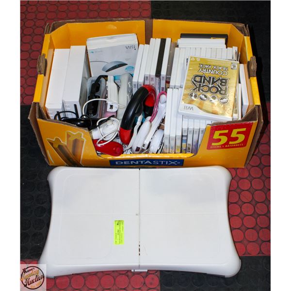 BOX WITH NINTENDO WII VIDEO GAME CONSOLE