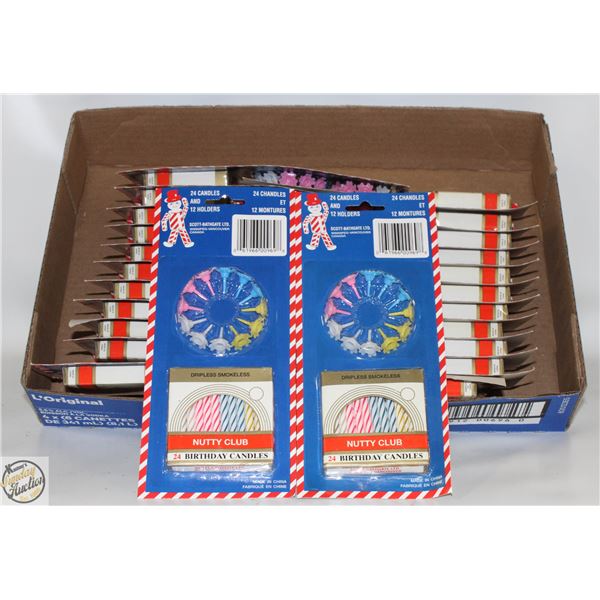 CASE OF 24 NEW BIRTHDAY CAKE CANDLES &