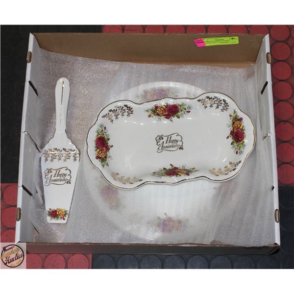 K AYNSLEY 3 PIECE "HAPPY ANNIVERSARY" CAKE SET