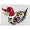 LARGE CHALET ART GLASS DUCK 10 INCHES LONG