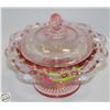 DEPRESSION GLASS COVERED CANDY DISH