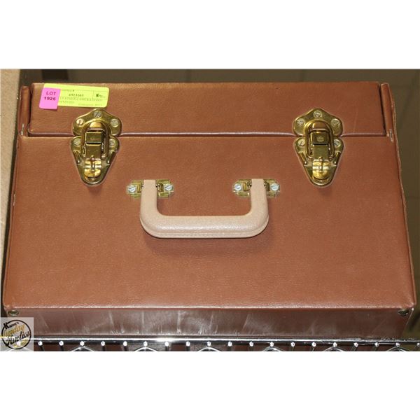 BROWN LEATHER CAMERA HARD SHELL HANDLED