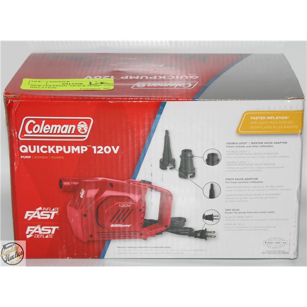 NEW COLEMAN "QUICK PUMP" 120V INFLATION