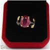 Image 1 : #2540-9 X 12 OVAL NATURAL RUBY SET IN AN ART