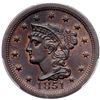 Image 2 : 1851 N-17 R2+ First 1 Repunched, PCGS graded MS64 Brown, CAC Approved