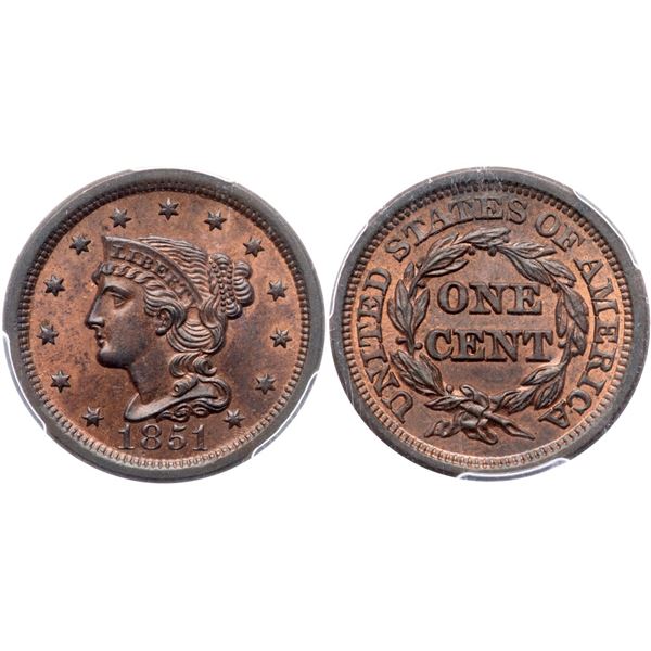 1851 N-43 R5 PCGS graded MS64 Red & Brown
