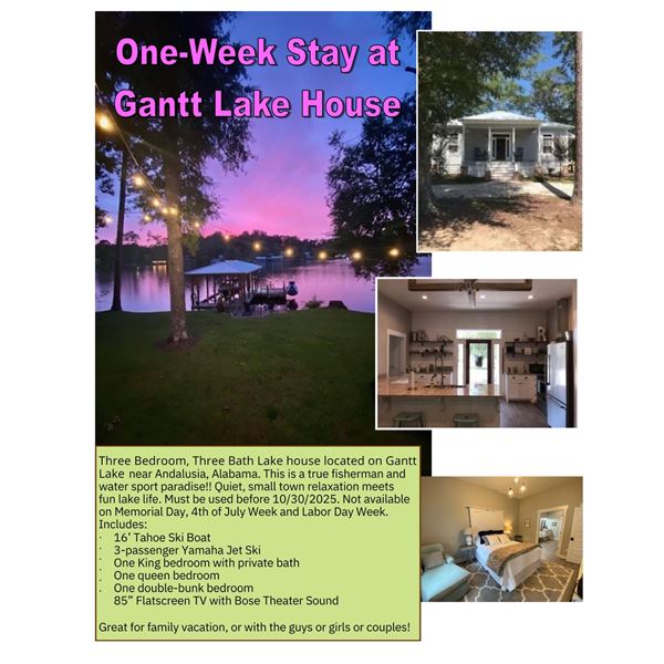 1 week at Lake House in Alabama