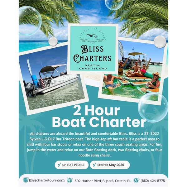 Two Hour Charter for 6 People