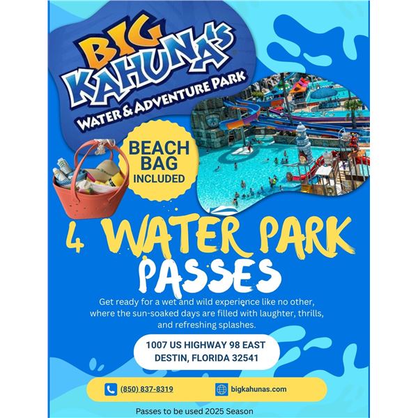 4 Water Park Passes to Big Kahunas