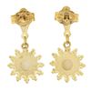 Image 3 : Estate 14k Yellow Gold 6mm Round Cabochon Cut Opal Flower Dangle Drop Earrings