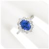 Image 3 : NEW 14k White Gold 2.95 ctw Oval Blue Violet Tanzanite w/ Round Diamond Halo Rin