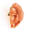 Image 7 : Vintage 14k Gold GIA NO DYE Large Hand Carved Owl Coral Cameo Pendant Brooch Pin