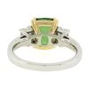 Image 8 : NEW Platinum & 14k Gold 4.39 ctw GIA Cushion Tsavorite & Emerald Cut Diamond Rin