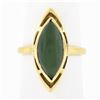 Image 1 : 14K Yellow Gold Bezel Marquise Cabochon Jade Open Frame Simple Solitaire Ring