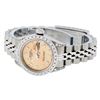 Image 8 : Rolex Ladies Stainless Steel Quickset Salmon Dial Diamond Lugs Date Wristwatch