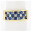 Image 1 : 18K Gold 2.16 ctw Invisible Set Alternating Sapphire Diamond Wide Stack Band Rin