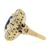 Image 7 : Vintage 14K Gold GIA Ceylon No Heat Cushion Sapphire & Diamond Halo Platter Ring