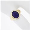 Image 6 : Vintage British 9K Gold Oval Cabochon Amethyst Solitaire Polished Pinky Ring