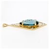 Image 3 : Large 14k Yellow Gold Tear Drop London Blue Topaz & Round Diamond Kite Pendant