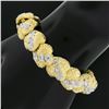 Image 5 : Vintage 18k Gold & Platinum 5.0 ctw Old Diamond Etched Floral Statement Bracelet