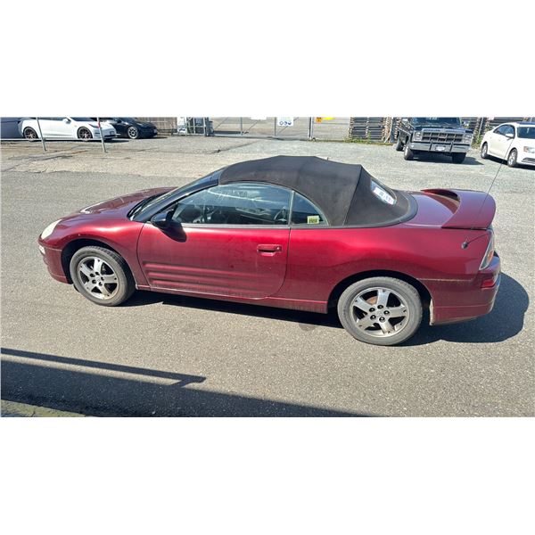 2004 MITSUBISHI ECLIPSE SPYDER GS, 2 DOOR CONVERTIBLE, RED, VIN 4A3AE45G54E091629