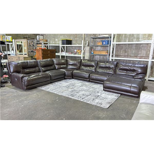 6-PC LEATHER SECTIONAL SOFA WITH ELECTRIC RECLINER END SEAT & MANUAL RECLINER CHAISE END SEAT (NO