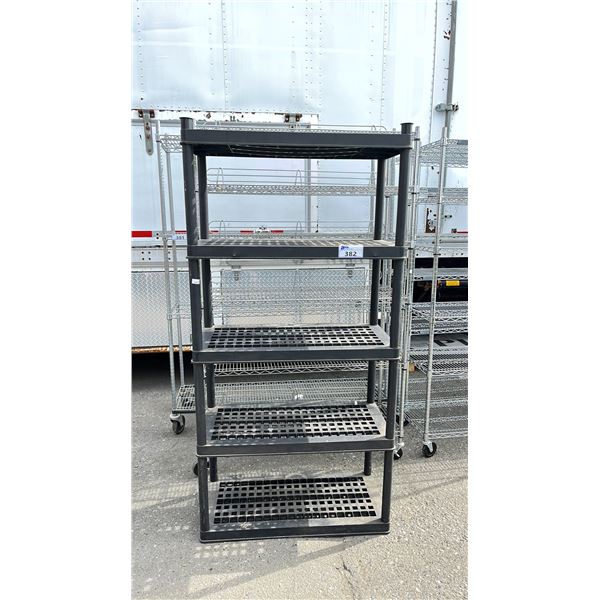 BLACK PLASTIC 5 TIER STORAGE SHELF